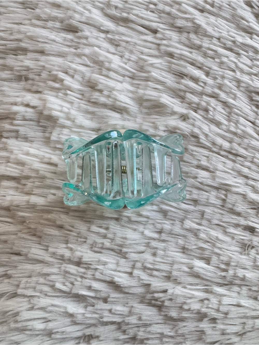 Pastels Clothing Clear Aqua Flower Hair Clip with Pearl and Gold Accent - Picture 4 of 5